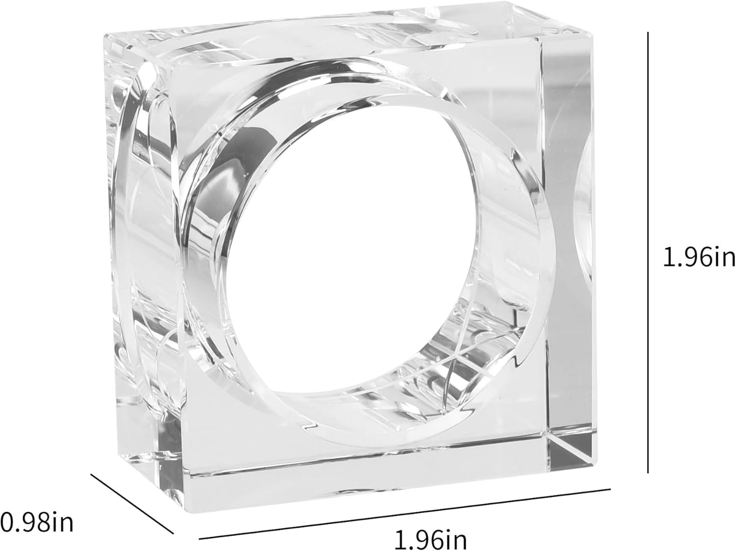 kitCom Mini Napkin Rings Set of 8 Square-Shaped, Crystal Napkin Ring for Thanksgiving, Christmas, Family Gathering, Wedding Reception, Clear with Gift Box