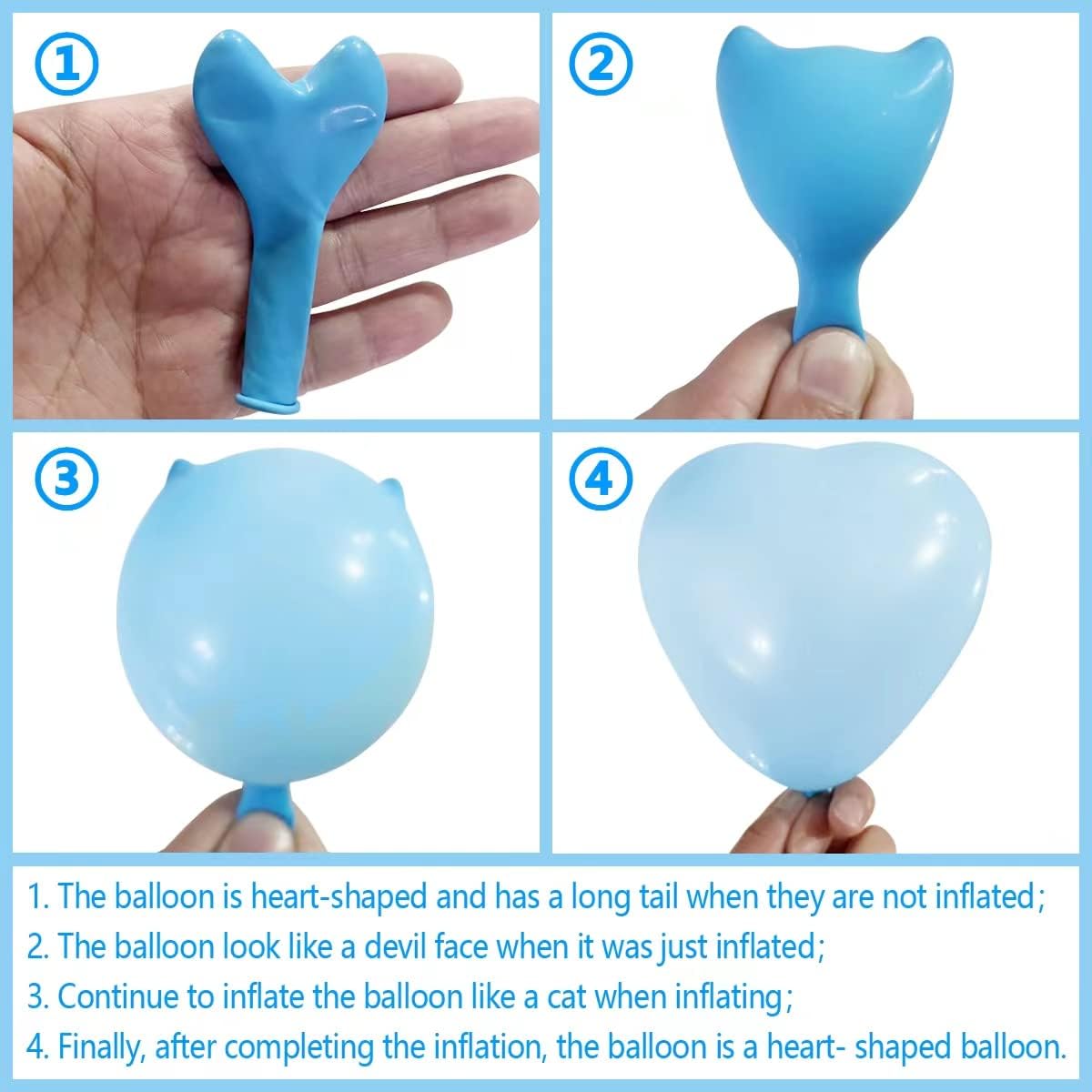 50 6-inch blue Color Heart shaped Latex Balloons for Valentines Day,Propose Marriage,Wedding Party.
