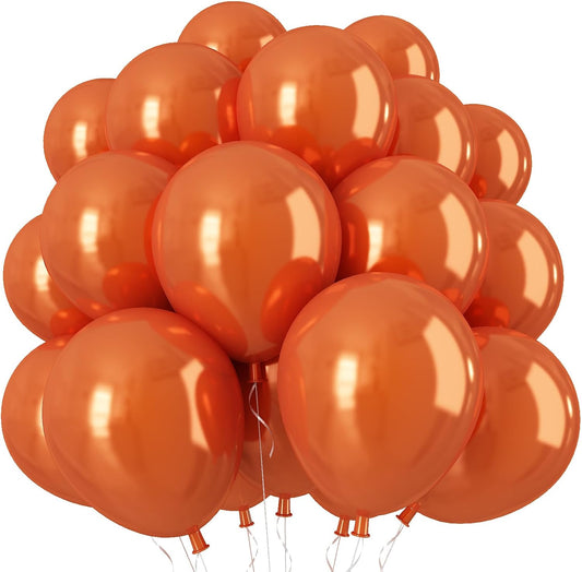 Chrome Orange Balloons, 50 PCS 10 Inch Double-Layered Metallic Dark Orange Balloons, Shiny Thick Chrome Metallic Burnt Orange Latex Helium Balloons for Birthday Wedding Graduation Party Decoration