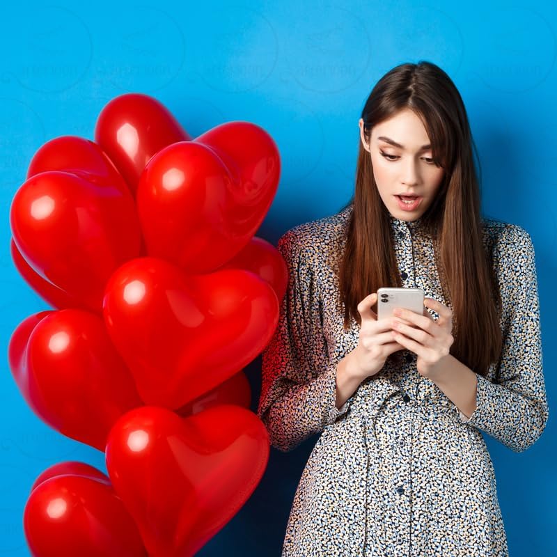 AFTERLOON® Biodegradable Balloons 100 pcs Ruby Red 12 Inch Heart Shaped, Thickened Extra Strong Natural Latex Helium Float, Proposal Marriage Love Baby Shower Gender Reveal Wedding Bridal