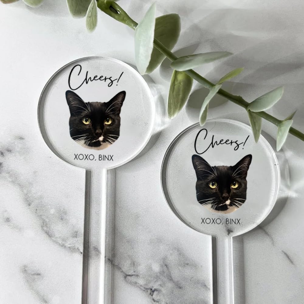 Coolslove Personalized Wedding Dog Stir Sticks, Custom Illustrated Pet Acrylic Cocktail Stirrers, Acrylic Cocktail Stirrers, Wedding Drink Sticks, Wedding Favors Decors Essentials Style 3