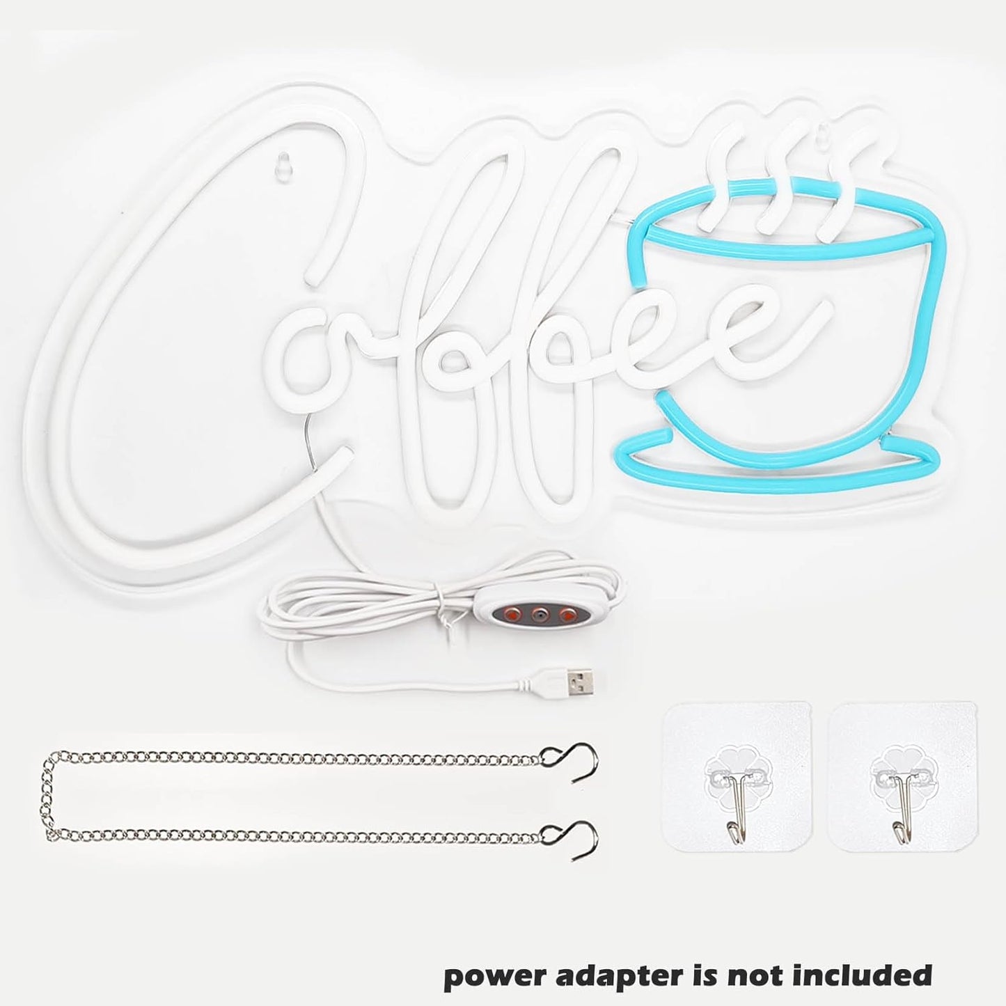 Coffee Neon Sign Led Wall Art Decor Coffee Bar Sign Light Up for Cafe Station Home Room USB Powered 16.5"x8.6"