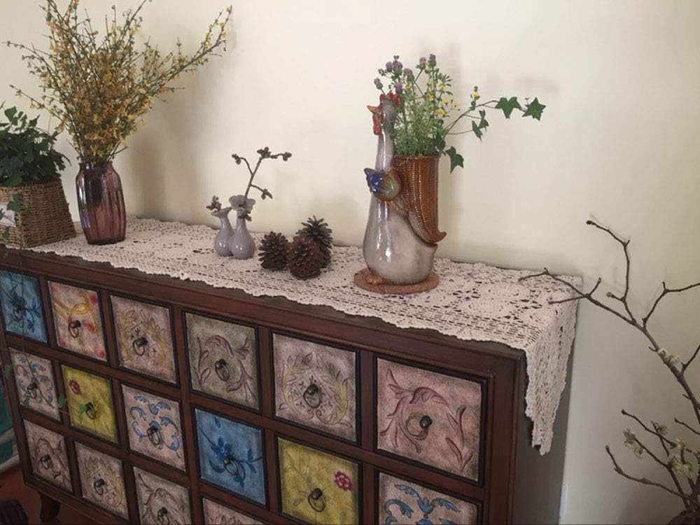 Cotton Handmade Crochet lace Table Runners Oval Tablecloth Doilies Doily Table Dresser Scarf Décor,15x27 inch,White