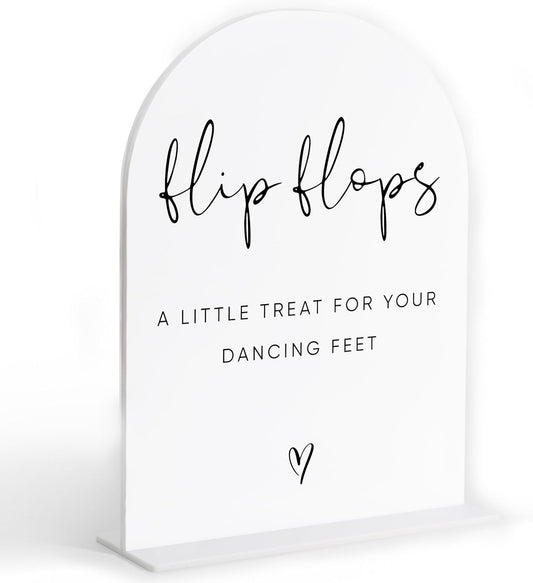 Wedding Flip Flops for Guests Sign, White Arch Acrylic Sign, Wedding Dance Floor Props, Bridal Shower Decor, Engagement Party Decor, Centerpiece Table Decorations Party for Bride and Groom-17