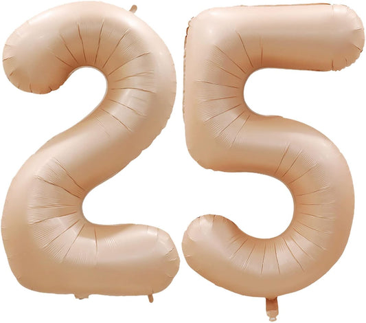 GOER Number 25 Balloons for 25th Birthday Party Decorations,42 Inch Jumbo Foil Helium 52 Balloons for 52nd Birthday Party Decoration (Caramel)