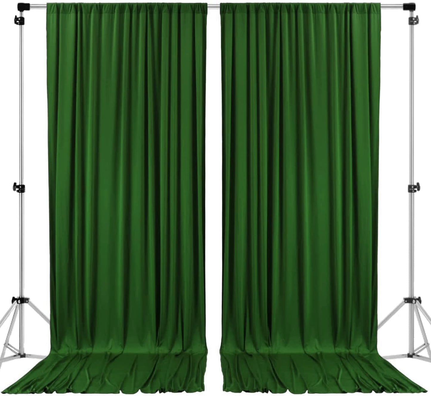 AK TRADING CO. 10 feet x 8 feet IFR Polyester Backdrop Drapes Curtains Panels with Rod Pockets - Wedding Ceremony Party Home Window Decorations - Valley Green