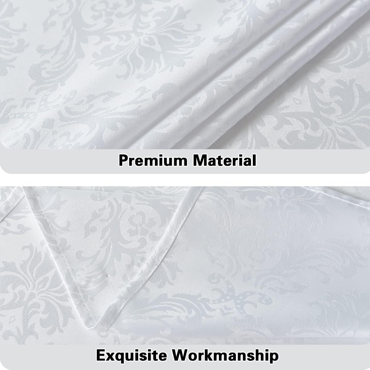 SASTYBALE White Tablecloth Square 52 x 52 Inch Jacquard Damask Table Cloth, Spill Proof Wrinkle Free Polyester Table Cloths, Washable Tables Cover for Kitchen Dining, Party, Indoor, Outdoor