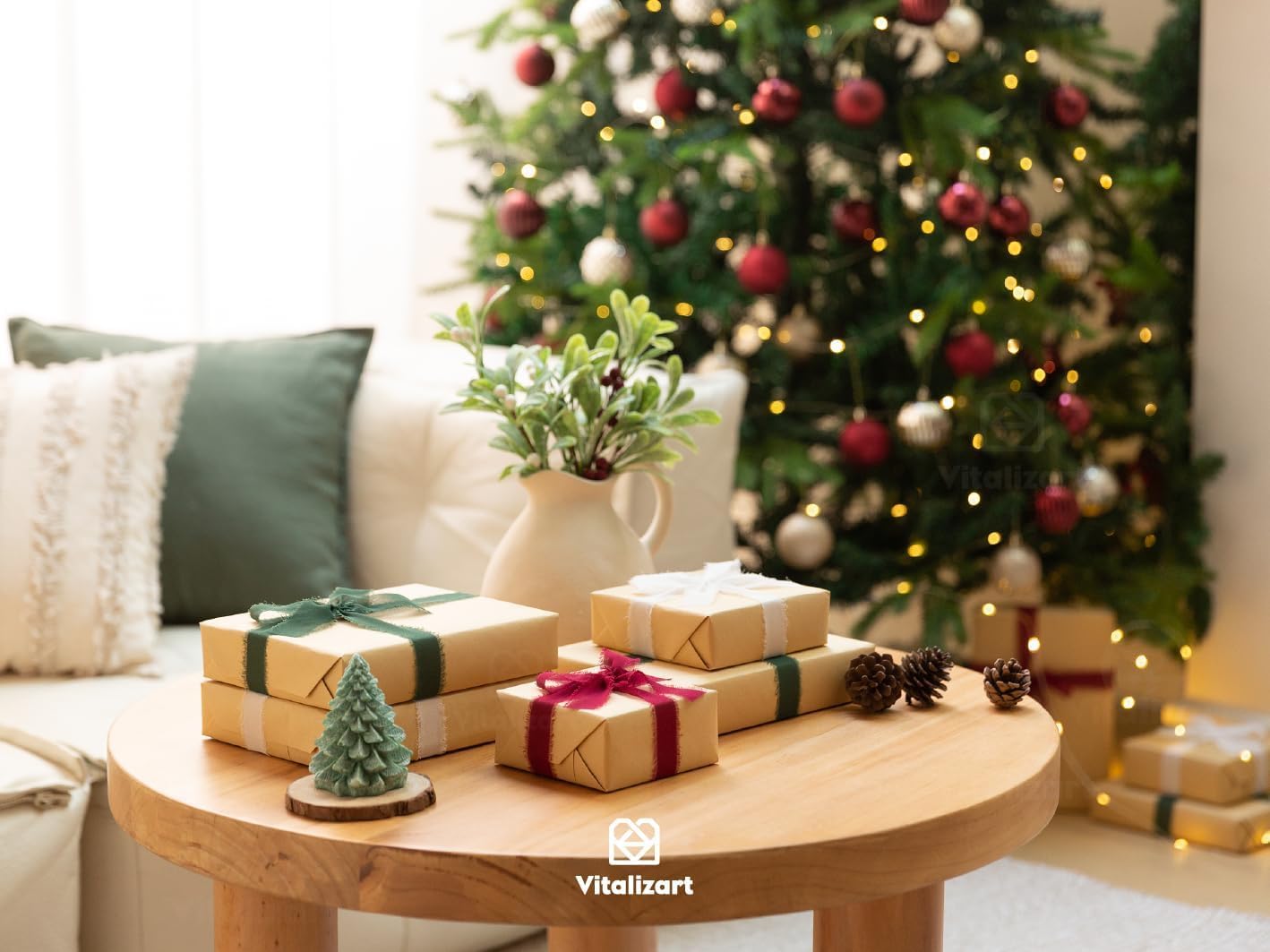 Vitalizart Handmade Chiffon Silk Ribbon Fringe Green & Cream 1.5" x 21 Yd Frayed Edges Ribbons for Wedding Invitations Bridal Bouquets Gifts Wrapping Crafts Holiday Party Decorations