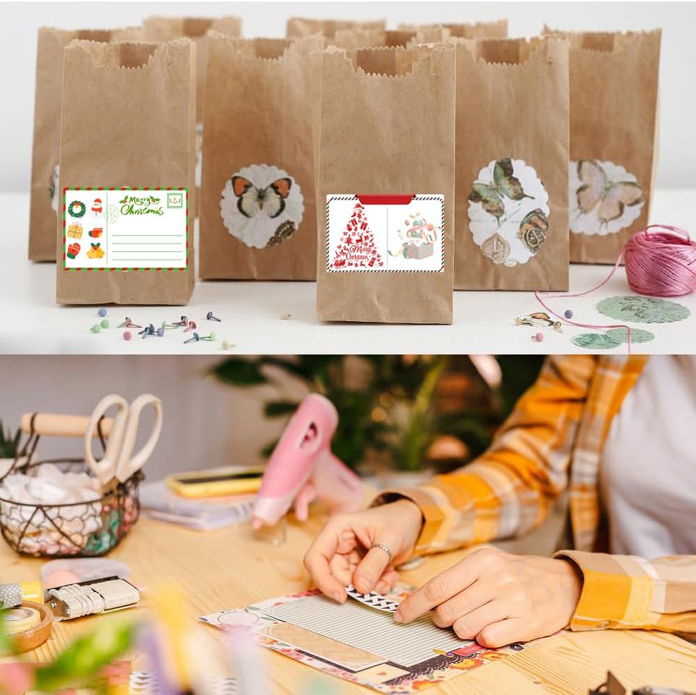 100-1000pcs Custom Stickers Merry Christmas Stickers Personalized Labels Adhesive Xmas Decorative Envelope Seals Stickers for Cards Gift Boxes(VSquare-4)