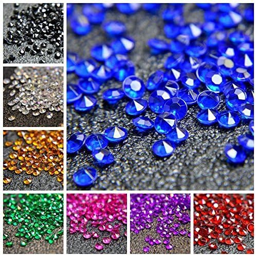 1000pcs/ Pack Wedding Table Acrylic Diamond Scatter Crystals Confetti Acrylic Gems Vase Fillers Rhinestones for Wedding, Bridal Shower, Vase Beads Decorations (10mm, Royal Blue)