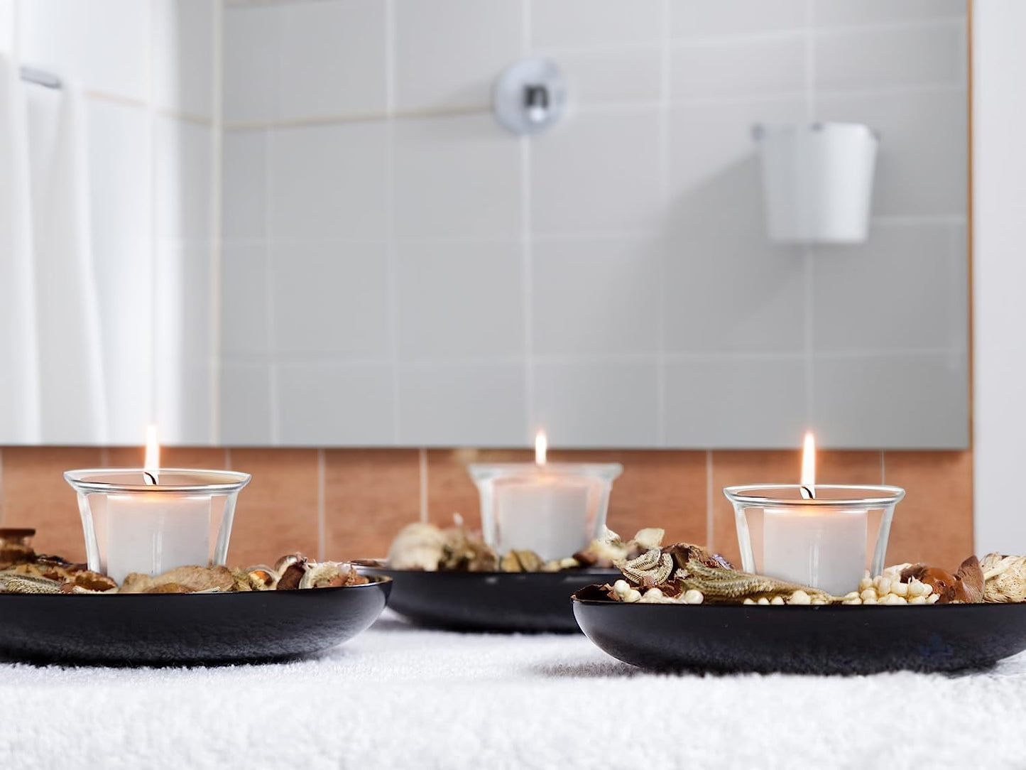 WGV Flare Lip Cylinder Tea Light Votive Candle Holder 2.4" W x 1.75" H, Clear Oyster Glass Cup, Small Accent Decor, 6 Pieces