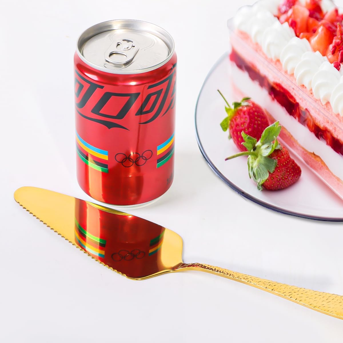 Stainless Steel Cake Server Pack of 10 Hammered Pie Holder Transfer Triangular Spade Spatula Serrated Edge for Pizza Cake Baking Safe in Dishwasher (Gold)