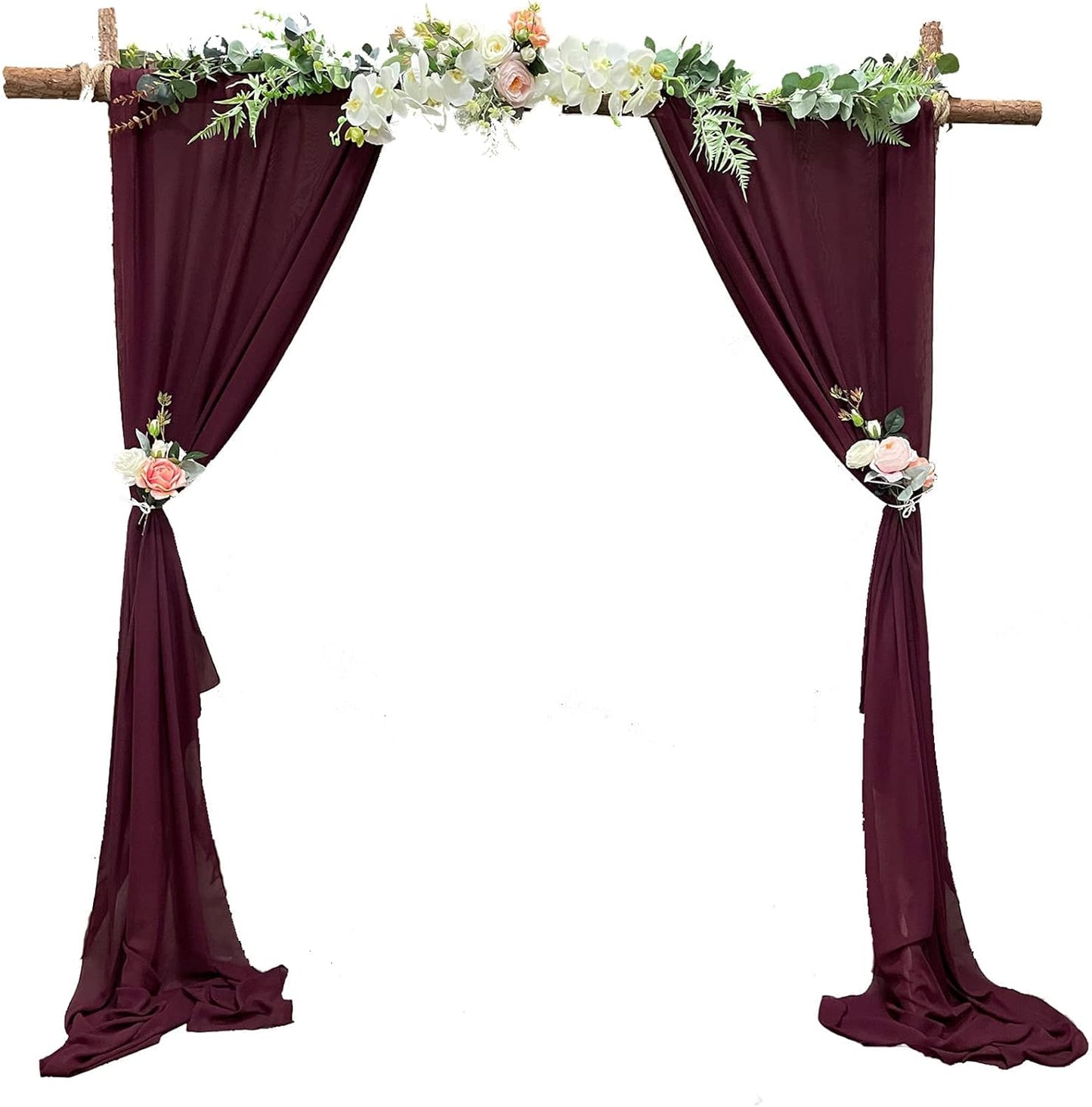 EHLDekol 10ft Chiffon Table Runners 29x120 inches Romantic Sheer Wedding Table Runner Top Table Bridal Party Decoration (Burgundy, 10ft)