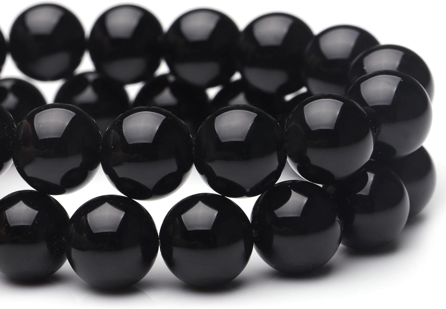 8mm Natural Stone Beads for Jewelry Making,Black Onyx Polished Smooth Round Gemstone Beads for Bracelet Necklace 15 Inch