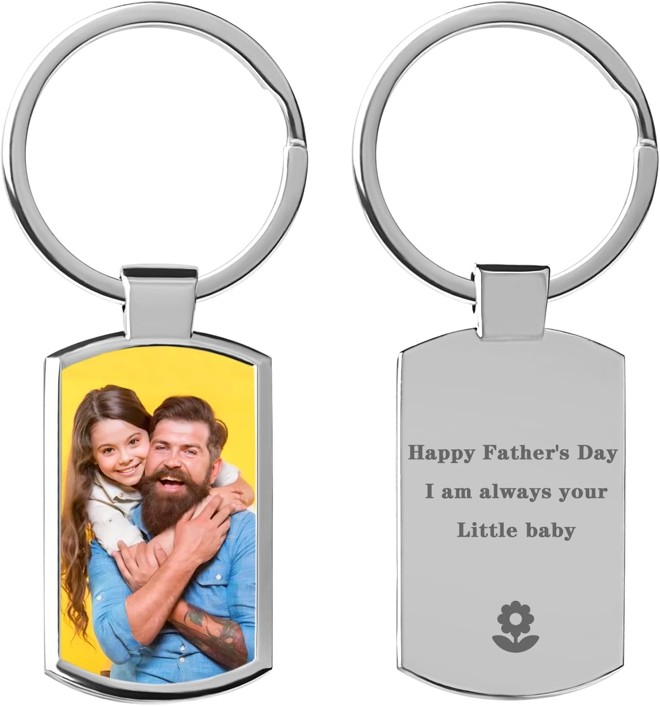 Double Side Custom Keychain with Picture Personalized Engraving Photo Text Customized Gifts for Men Women