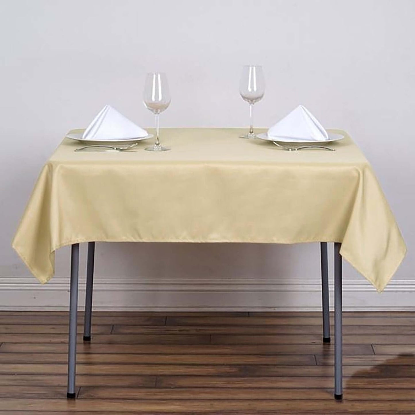 Efavormart 54x54 Champagne Wholesale Linens Seamless Polyester Square Linen Tablecloth for Wedding Banquet Party Restaurant
