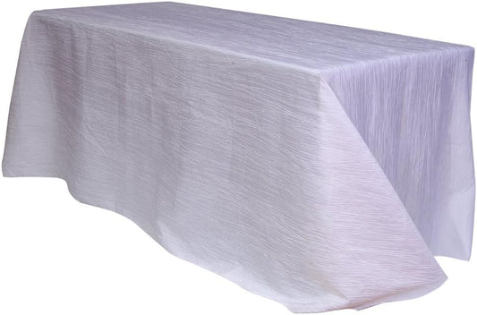 YOUR CHAIR COVERS - 90 x 156 inch Rectangular Crinkle Taffeta Tablecloth - White, Rectangle Table Linens for 8 ft Rectangular Tables, Wedding Crushed Table Cloth