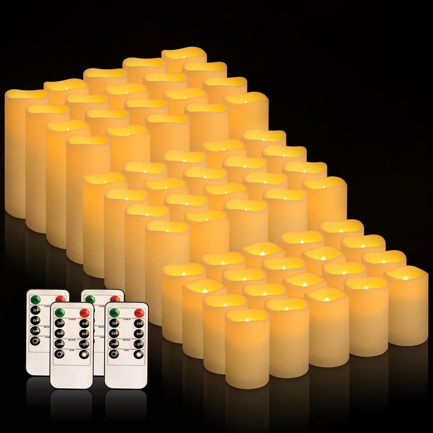 60-Pack LED Flameless Candles with Remote Control - Perfect for Parties, and Special Occasions (Three Sizes)