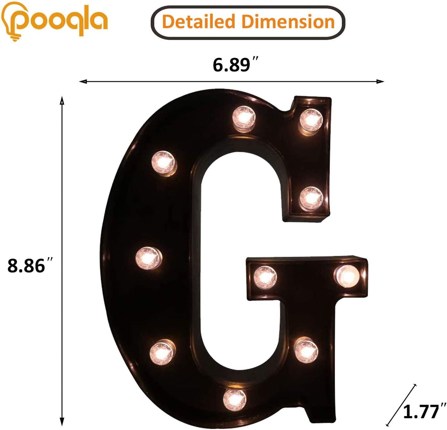 LED Illuminated Letter Marquee Sign - Alphabet Decorative Letters with Lights For Wedding Birthday Party Christmas Night Light Lamp Home Bar Decoration (G - Black)