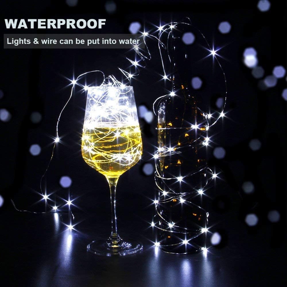 CYLAPEX Pack of 24 Cool White Fairy Lights String Battery Operated Fairy Lights, 3.3ft 20 LEDs Firefly Lights Silver Coated Copper Wire Lights for DIY Decor Christmas Decoration Costume