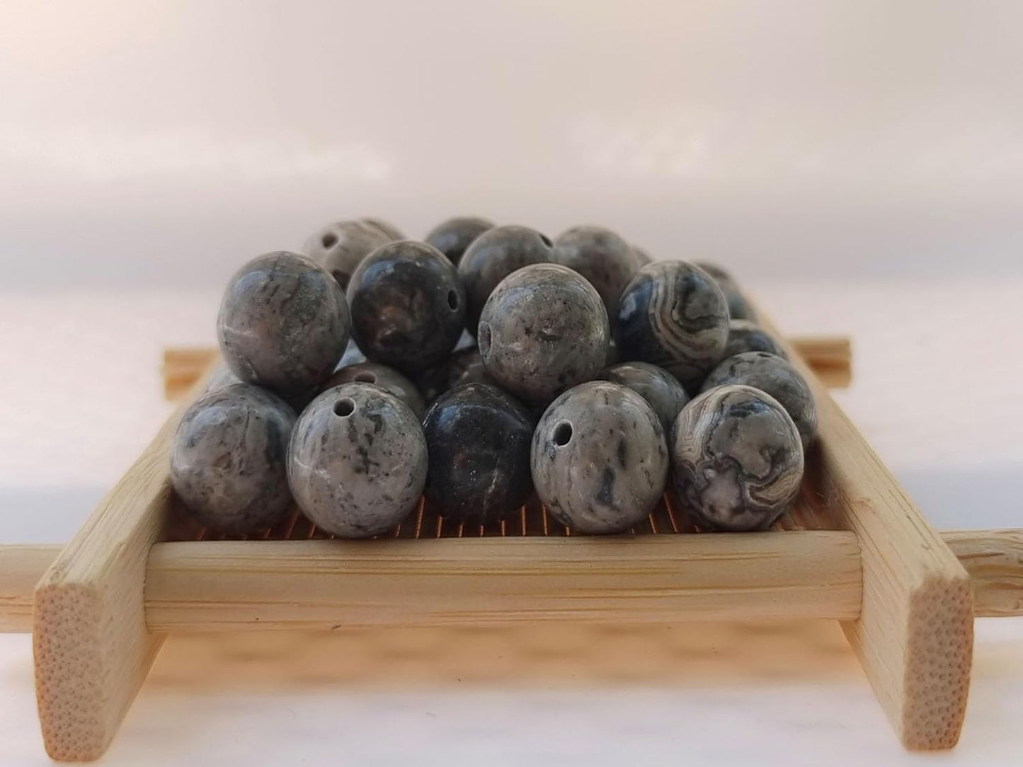 Stone Beads 10mm 60pcs Map Jasper Beads Round Loose Gemstones Beads for Bracelet Necklace Jewelry Making (10mm, 61012 Map Jasper)