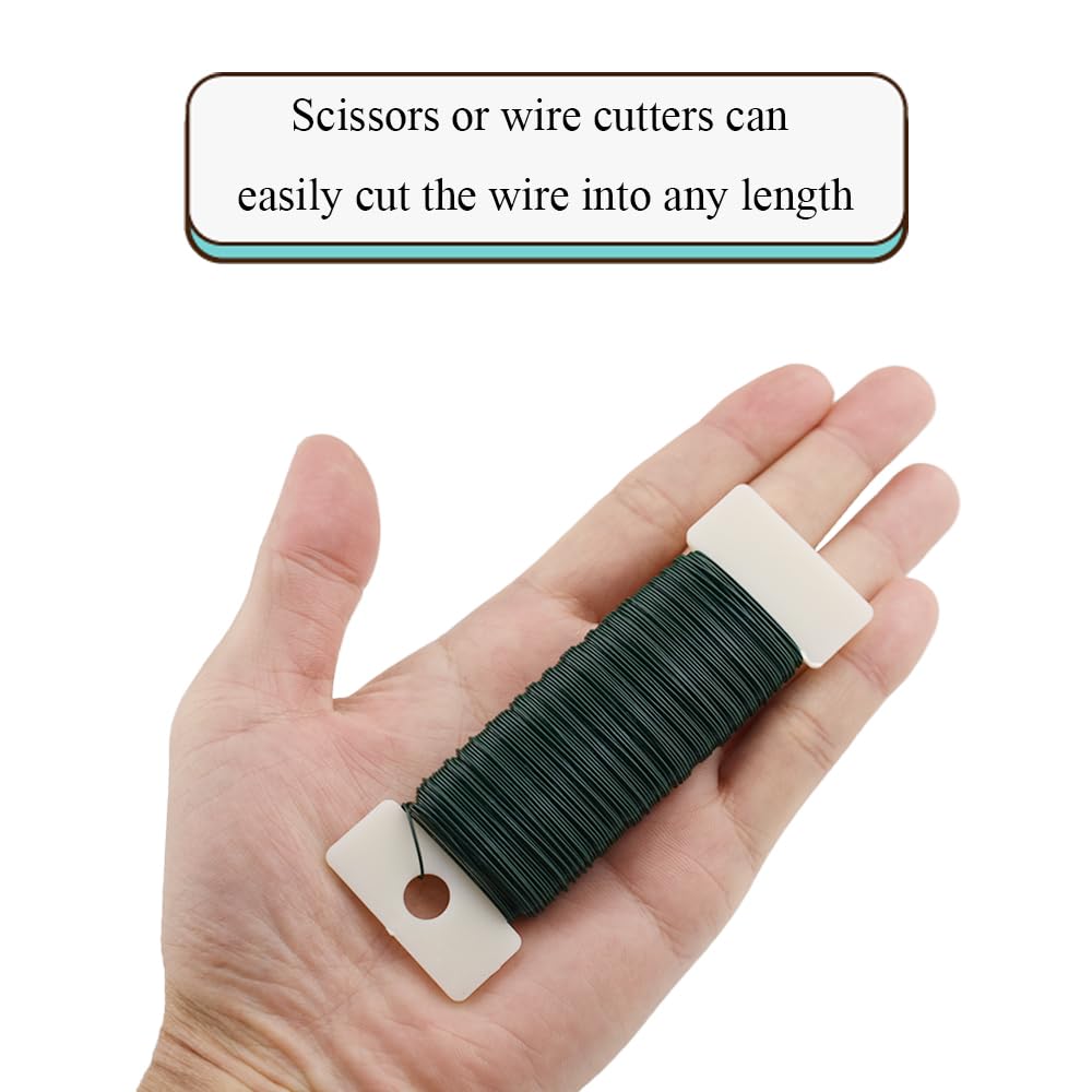 HAHIYO 26Gauge Green Flexible Metal Floral Wire - 3 Rolls Total 115 Yards (345 Feet) for Crafts, Christmas Wreaths, Tree & Flower Arrangement
