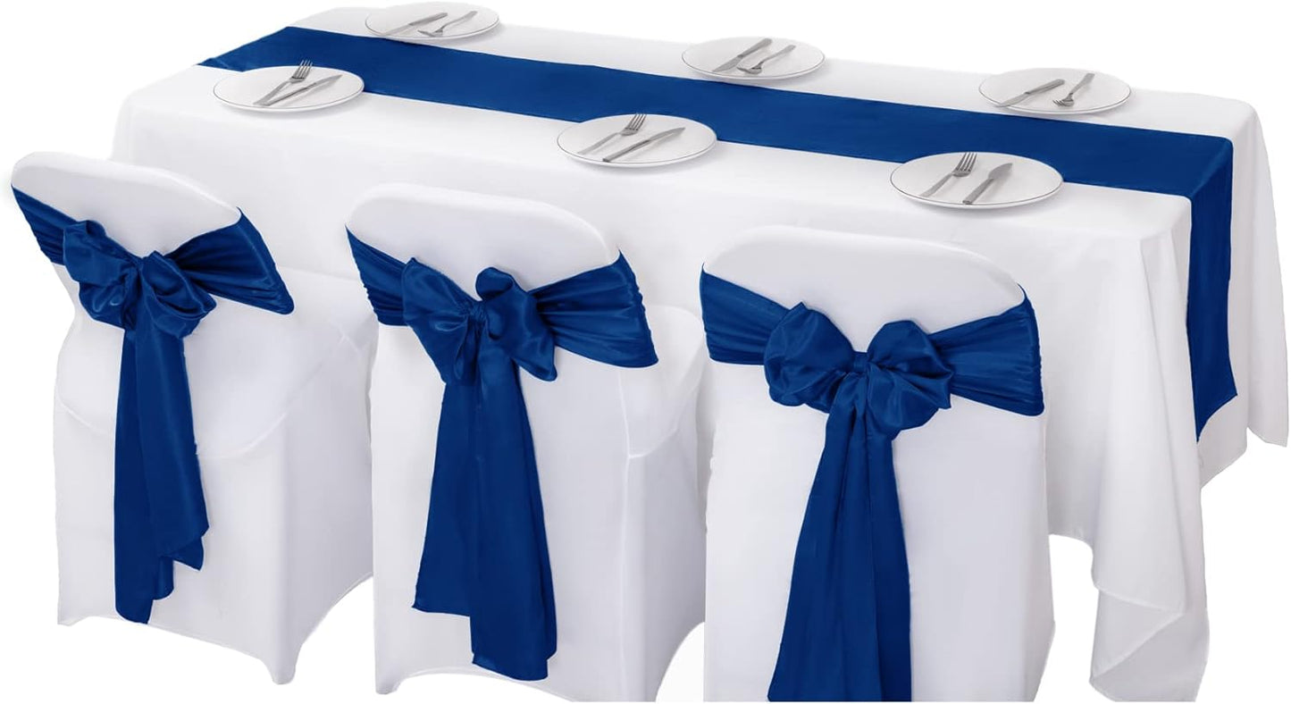 6Pack Table Runner 12 x 108 Inches Satin Silk Table Runner for Wedding, Birthday Party, Banquets, Graduations Decoration, fit Rectange and Round Table-Royal Blue