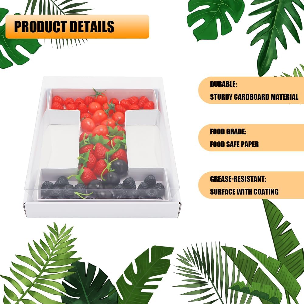 12" Fillable Cardboard Letter Charcuterie Gift Cupcake Box With Cover Sweets Packaging (I)