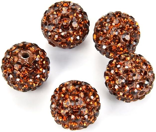 50pcs Adabele Grade A Suncatcher Crystal Rhinestone Pave Loose Beads 12mm Smoked Topaz Yellow Polymer Clay Disco Ball Spacers Compatible with Shamballa All Craft Jewelry Making DB12-51