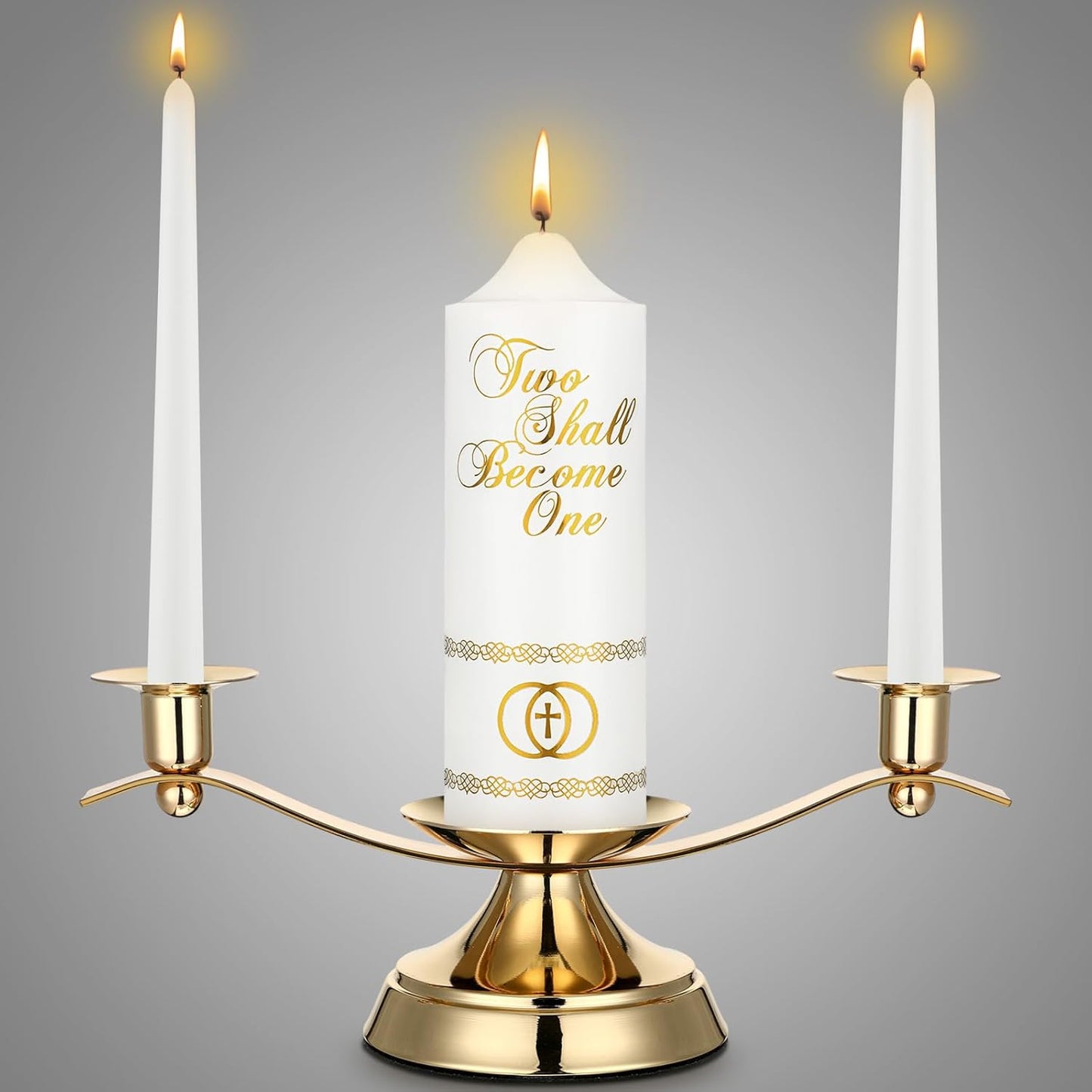 Irenare Unity Candles with Holder for Wedding Ceremony Wedding Decortions Accessories Glass Candle Holder Pillar Candle for Formal Events Church(Elegant)