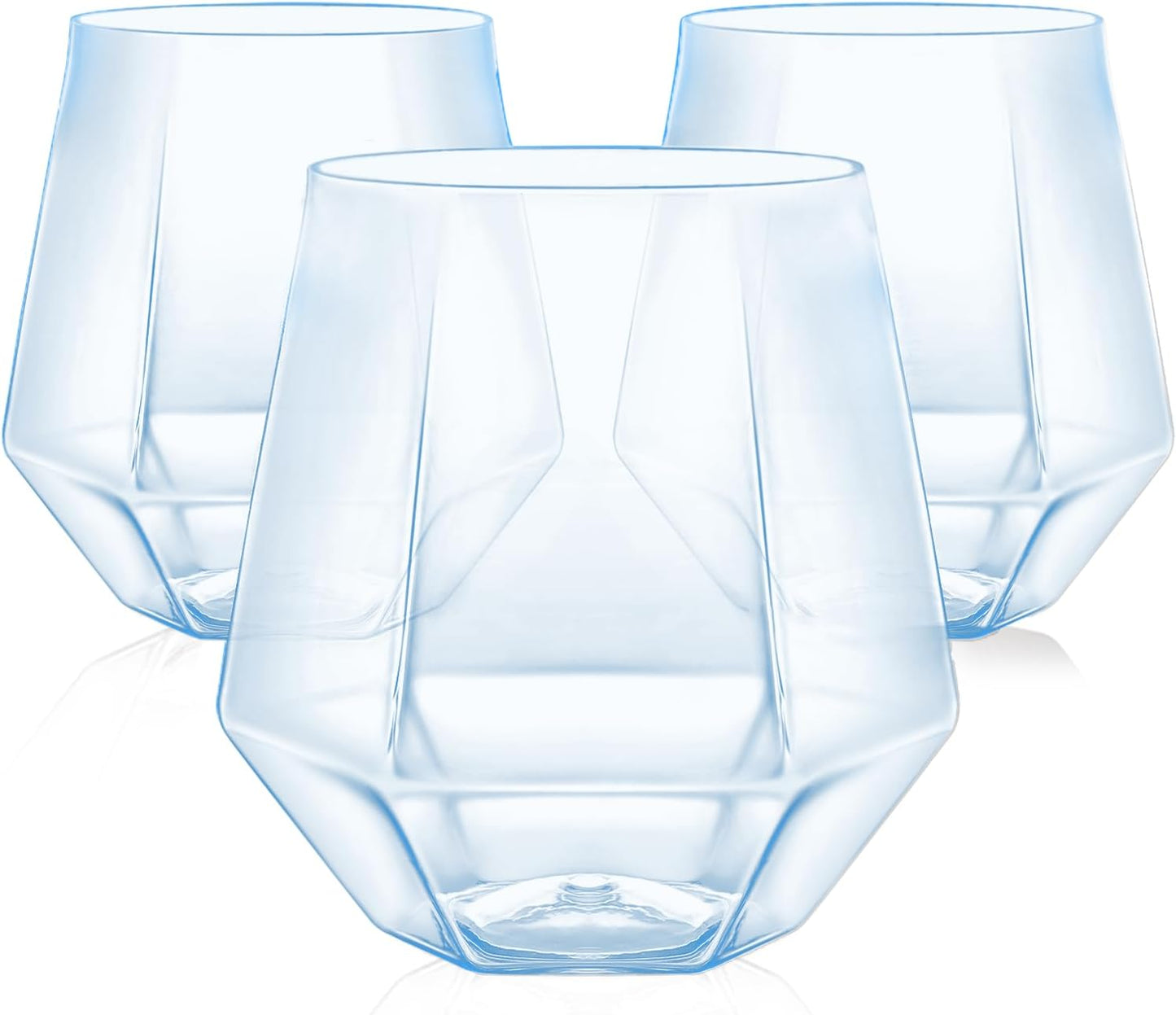 40 Pcak Plastic Stemless Wine cocktail Whiskey Champagne Glasses, 12 Oz Disposable Unbreakable Cups for Party Bars Wedding Tasting (Blue)