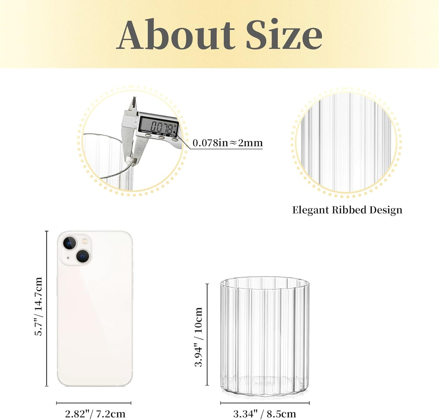 Hewory 24PCS Small Glass Hurricane Candle Holders Bulk - Short Clear Cylinder Vases for Centerpieces, Low Ribbed Vase for Wedding Reception Anniversary Baby Shower Events Party Home Table Decor