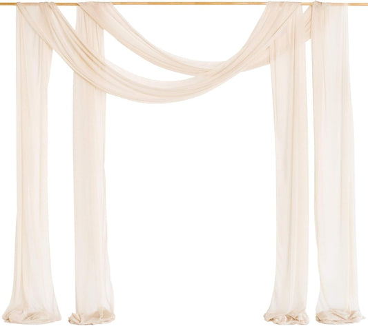 Ling's Moment Wedding Arch Draping Fabric 2 Panels 32Ft x 30" Wrinkle-Free Wedding Arch Drapes Chiffon Fabric Beige Curtain Wedding Ceremony Reception Backdrop Background Party Home Garden Decorations