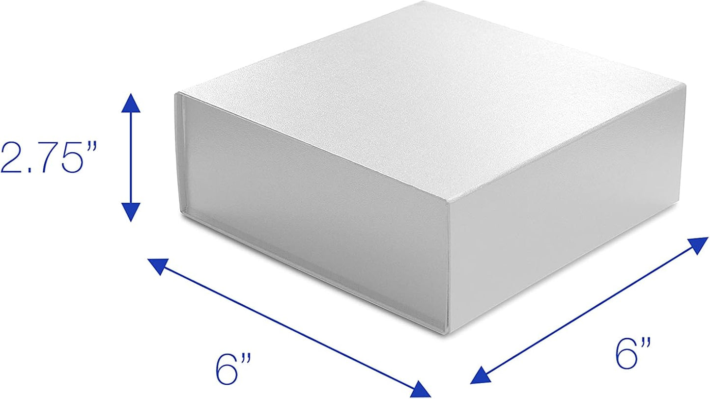 CECOBOX - Gift Boxes with Lids for Presents 6"x6"x2.75" - Matte, Collapsible Magnetic Closure Gift Box - Groomsmen & Bridesmaid Proposal Boxes, Wedding, PR, Birthdays, Holidays (White)
