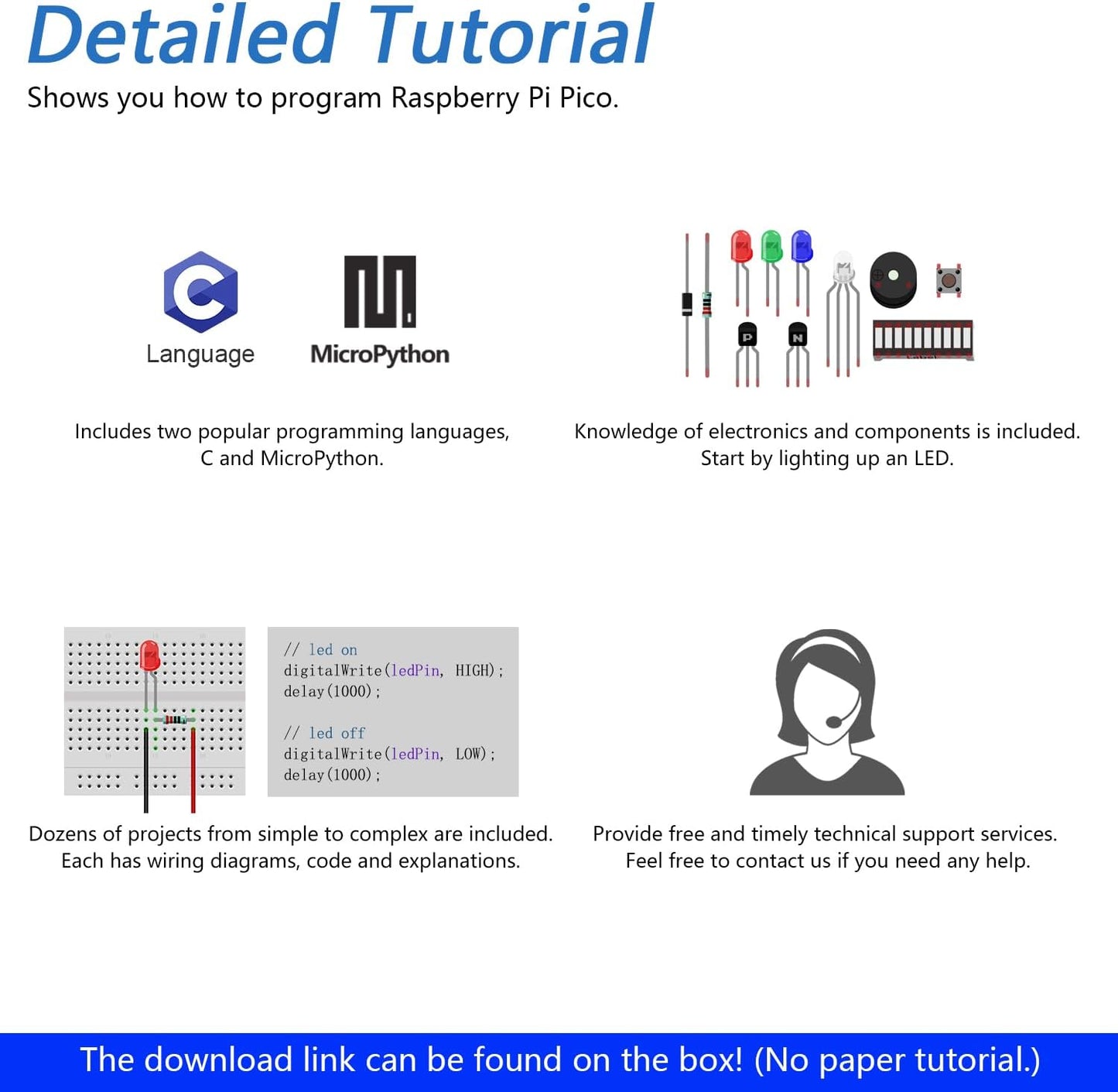 Freenove Basic Starter Kit for Raspberry Pi Pico 2 (Included), Dual Arm Cortex-M33 and Dual Hazard3 RISC-V Microcontroller, 386-Page Detailed Tutorial, 142 Items, 55 Projects, Python C Code
