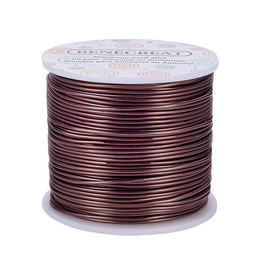 BENECREAT 15 Gauge 220FT Aluminum Wire Anodized Jewelry Craft Making Beading Floral Colored Aluminum Craft Wire - Brown