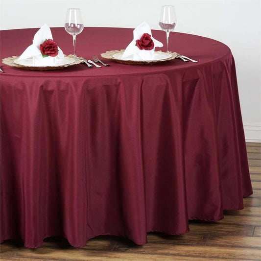 Efavormart Round Tablecloth, 108 Inch Stain & Wrinkle Resistant Washable Table Cloth, Decorative Polyester Fabric Table Cover for Banquet, Wedding, Dining- Burgundy