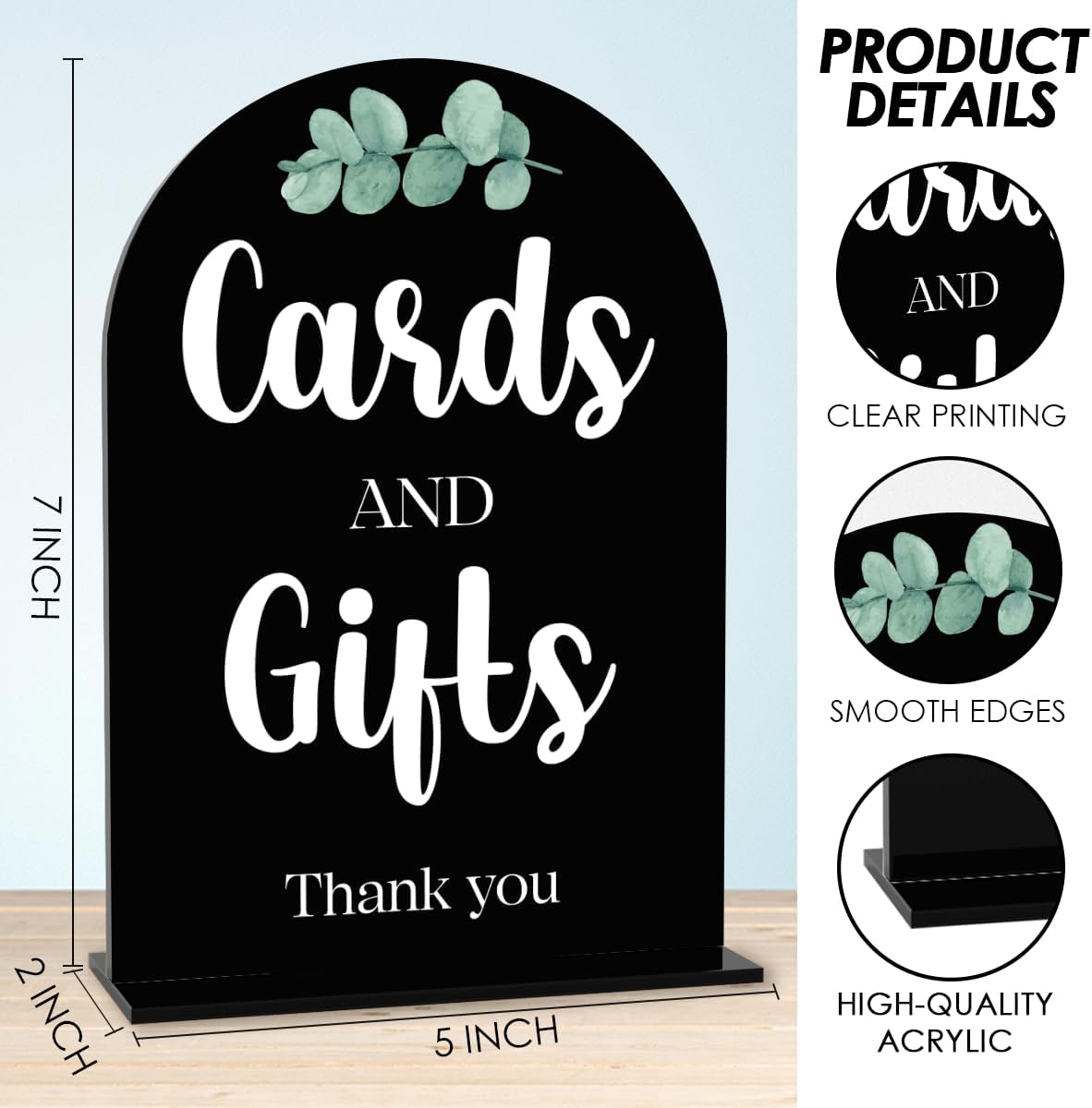 Black Cards and Gifts Sign for Wedding, Wedding Engagement Bridal Shower Baby Shower Decor for Reception Reception Party, Weddings Table Acrylic Sign
