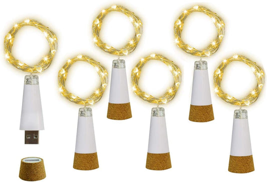 NeoJoy Rechargeable Wine Bottle Lights, LED Cork Lights USB Fairy String Lights Parties Decoration, Warm White