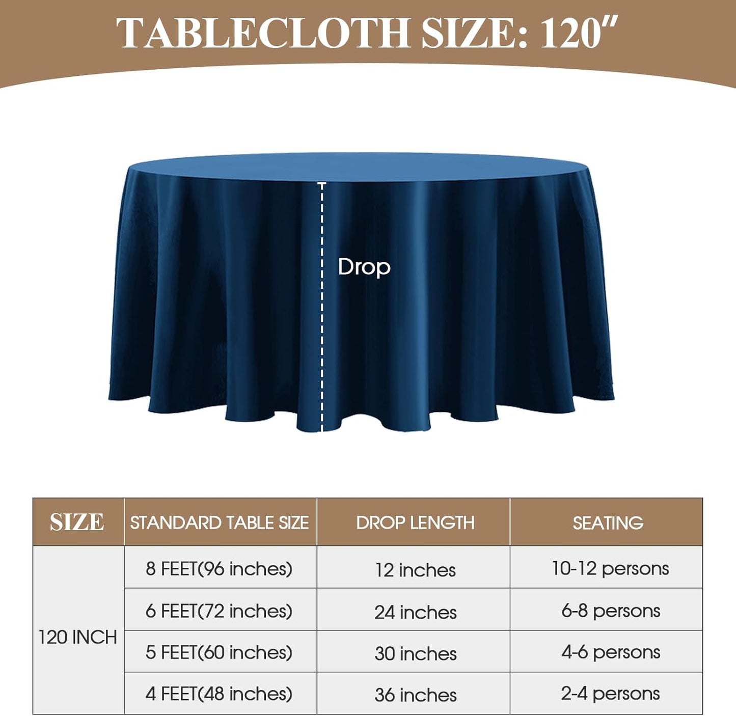 Round Tablecloth 120 Inch Tablecloth 2 Pack Navy Blue Table Cloths Washable Decorative Linen Polyester TableClothes Cover for Dining Table Banquets Buffet Parties and Wedding