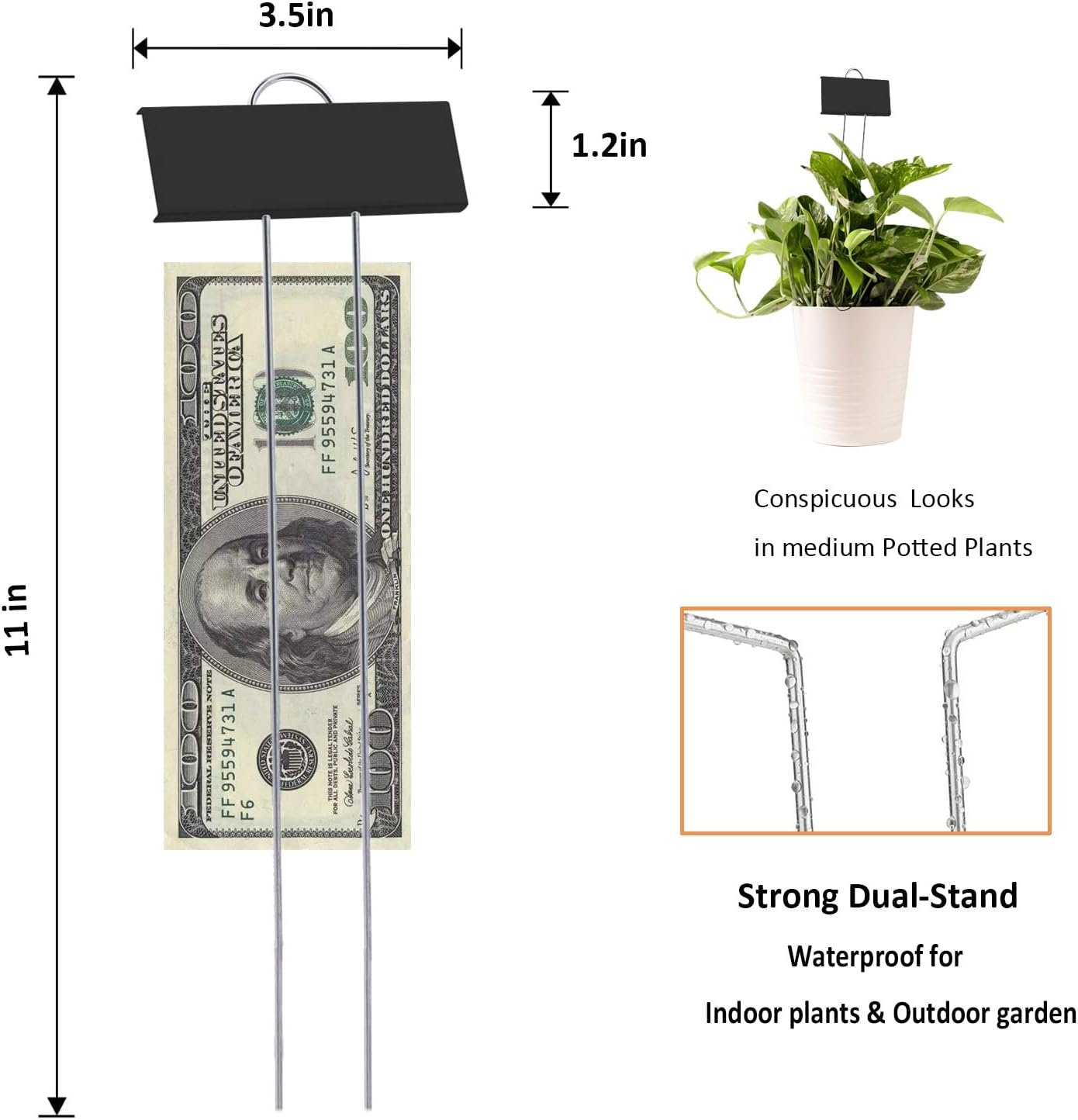 30pcs Plant Labels for Outdoor Garden Waterproof Plant Markers for Outdoor Plants, 11inch Metal Plant Tags and Labels Garden Markers for Seedlings Herbs Vegetable Greenhouse Gifts (Black)
