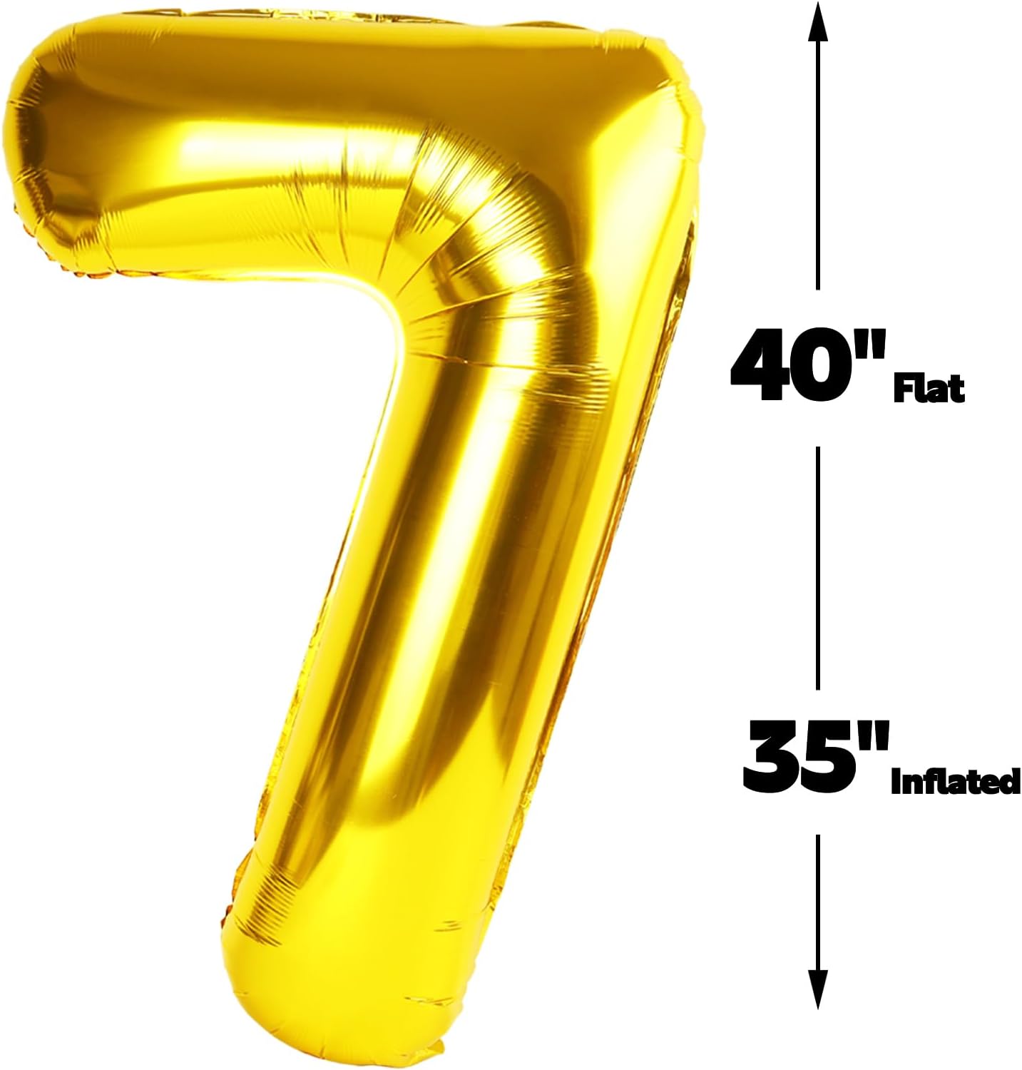 Digital Number 7 Gold Birthday Balloon 40 Inch, Foil Balloons for 7 17 27 70 77 Party Decorations Supplies, Mylar Numbers Balloon for Seven Wedding Anniversary