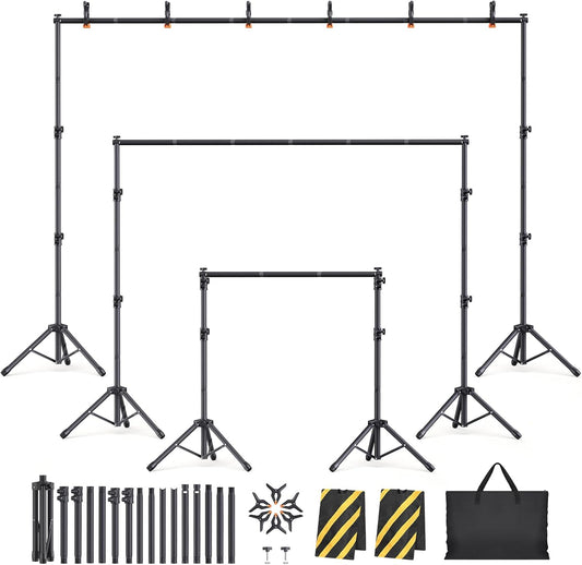 Backdrop Stand Kit - 6 Widths, 10x7.5ft Adjustable Background Stand for Parties & Studio Photography
