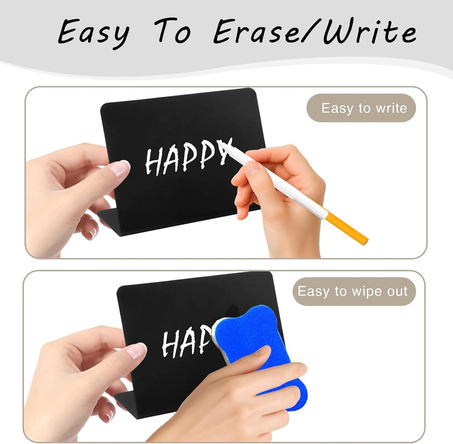 50 Pcs Mini Chalkboard Signs, 4"x3" Food Labels for Weddings Birthday Parties Message Board Signs Buffet Bakery and Retail