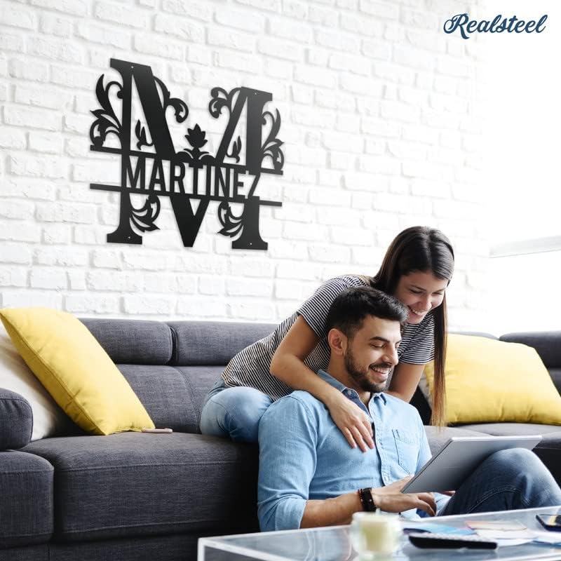 RealSteel Split Letter Name Monogram, Personalized Metal Sign, Custom Letter Alphabet Split Wall Decor Steel Monogram, Perfect for Birthdays, Weddings, Anniversary, Housewarming Gifts