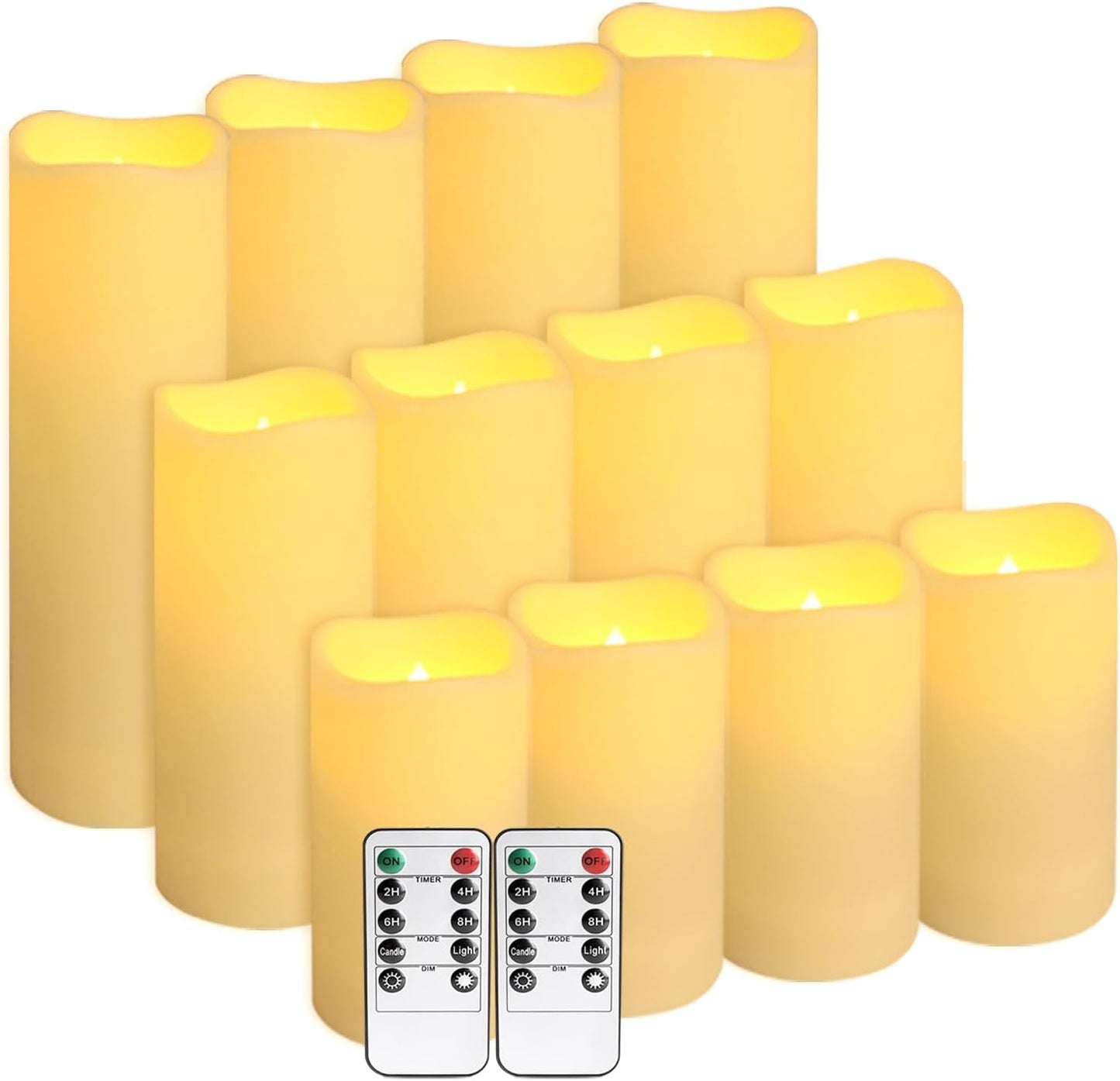 12-Pack LED Flameless Candles with Remote Control - Battery Operated, Timer, Dimmable, 3D Flame Flickering , Perfect for Halloween Christmas Parties,Wedding,Home Decor ,Gift and Special Occasions