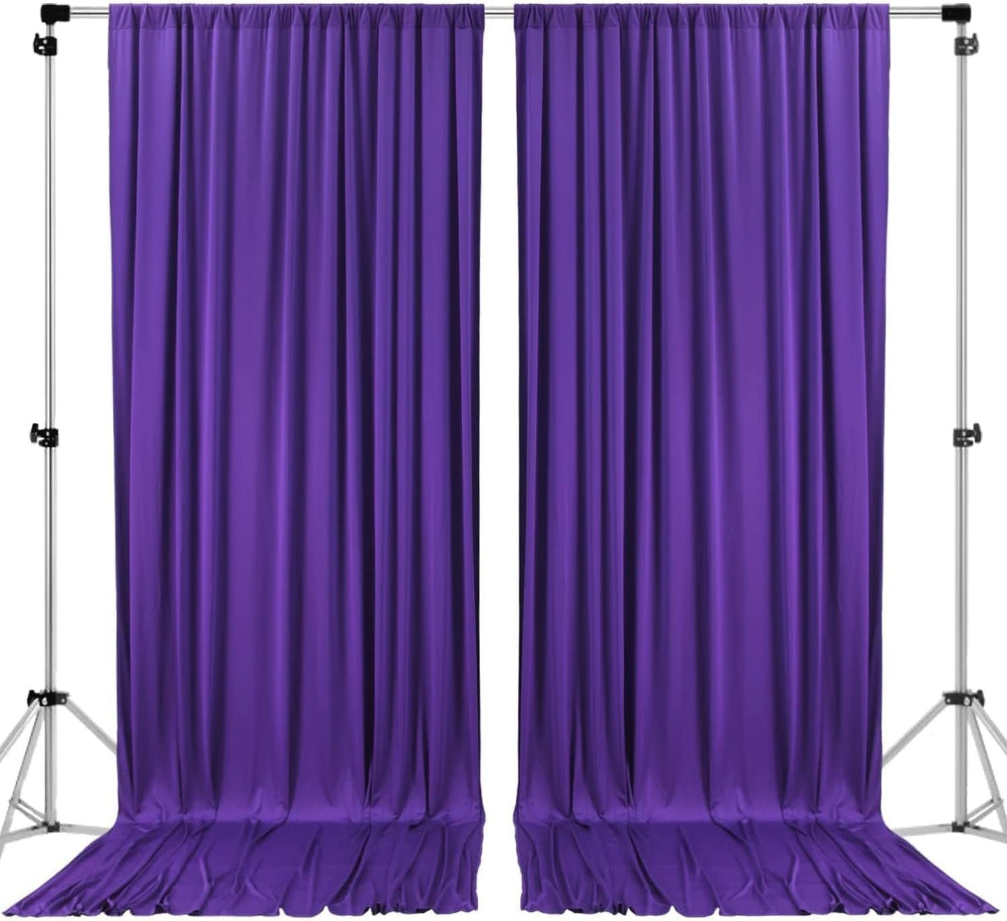 AK TRADING CO. 10 feet Wide x 12 feet Long Polyester Backdrop Drapes Curtains Panels with Rod Pockets - Wedding Ceremony Party Home Window Decorations - (Purple)