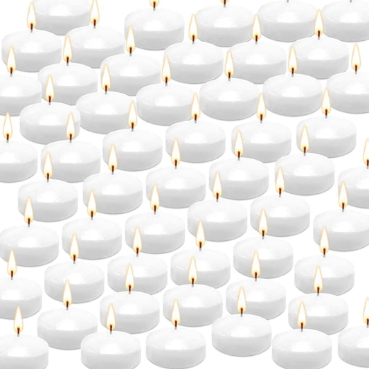 50 Floating Candles, Smoke-Free and odorless, Burning continuously for 5-6 Hours, White, 2-inch Floating Candles, Suitable for Valentine's Day, Weddings, Holidays, Home Decoration……