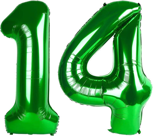 40 Inch Green Large Number 14 41 Birthday Balloon, Giant Number 14 41 Balloons, Foil Mylar Big Balloons for Anniversary Graduation Supplies Decorations