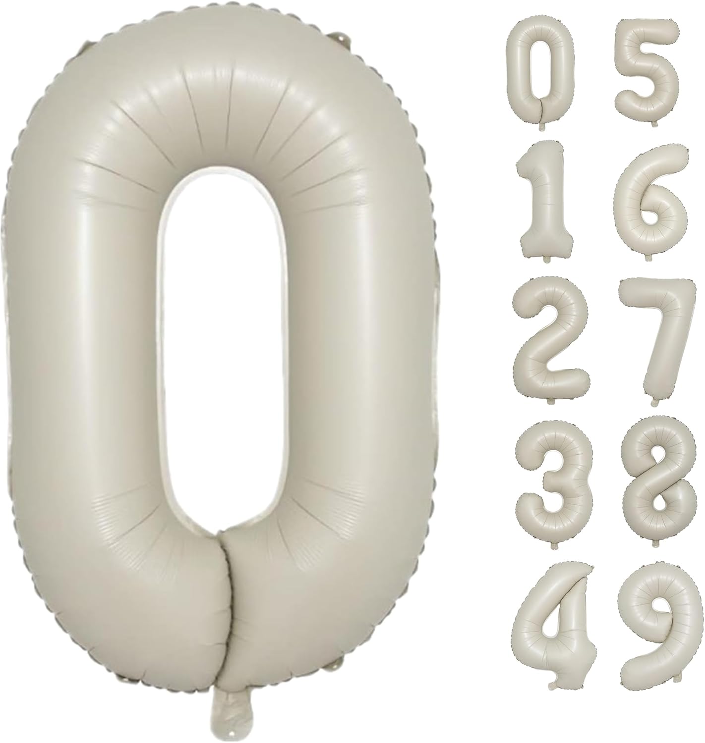 40 Inch Cream White Number 0 Balloon Mylar Big Foil Helium 0 10 20 30 40 50 Number for Party Decorations,Digital Birthday Party Wedding Boy Baby Shower Decorations (Cream No 0)